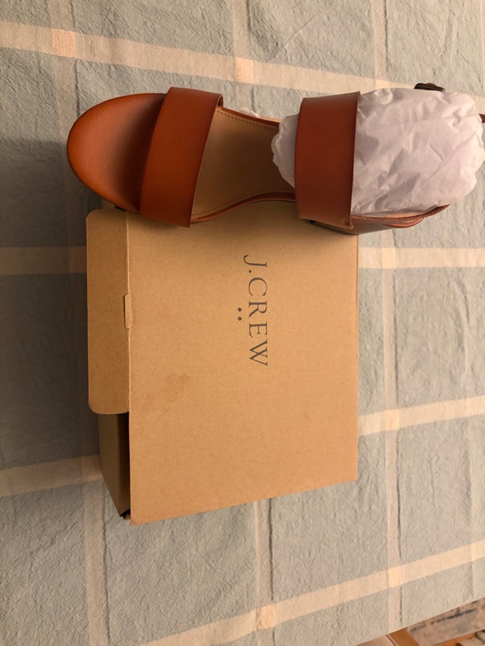 J. Crew Tan Leather Double-Band Sandals